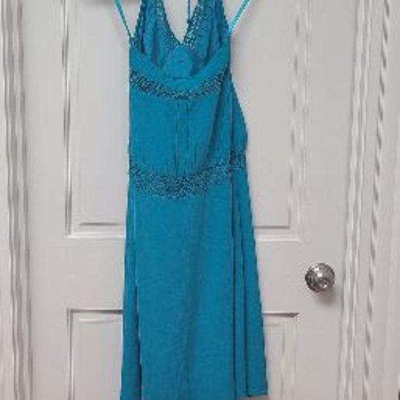 NWOT Banana Republic Halter Dress in Turquoise, Size 0 - Picture 6 of 7